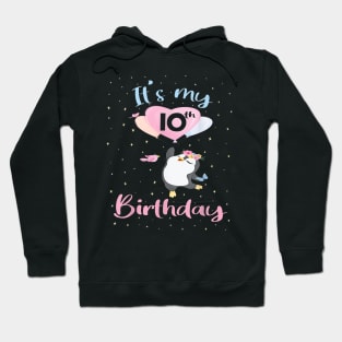 It'S My 10Th Birthday Penguin Girl 10 Years Old B-Day Hoodie